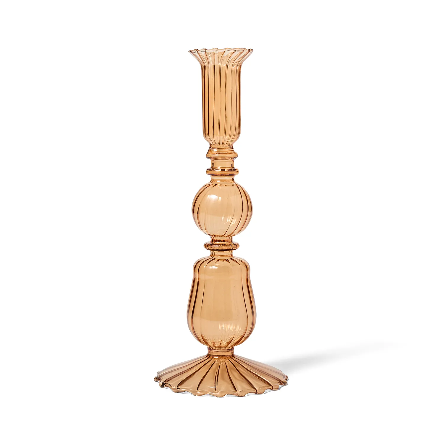 Sur La Table Amber Glass Taper Candle Holder, 8.5"