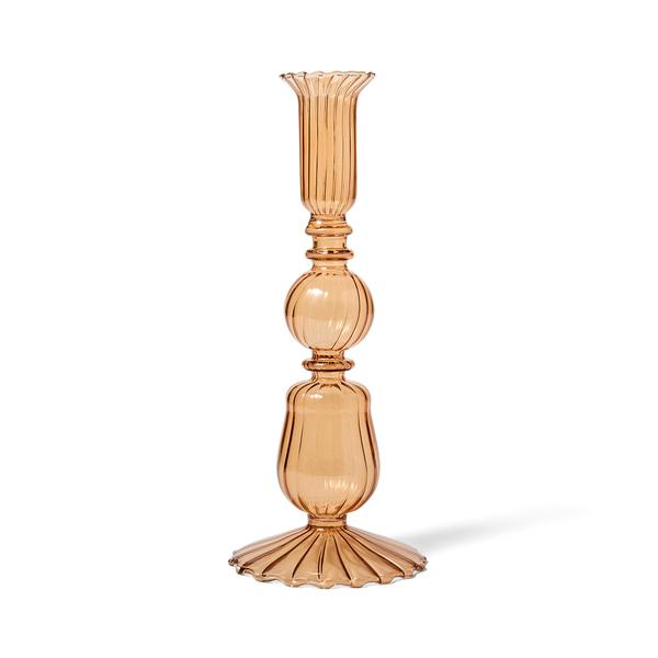 Sur La Table Amber Glass Taper Candle Holder, 8.5"