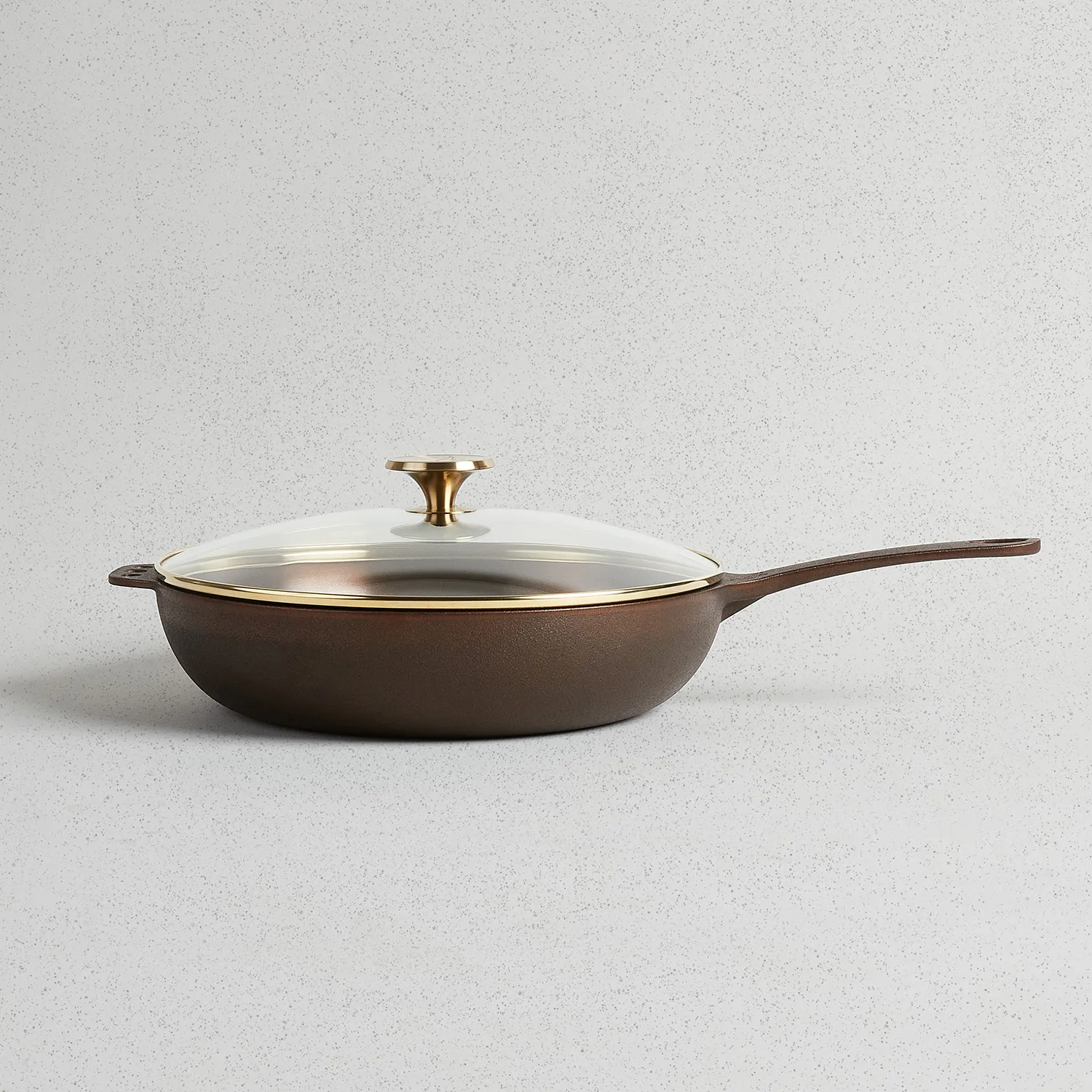 Smithey Polished Cast Iron Deep Skillet with Lid, 11"