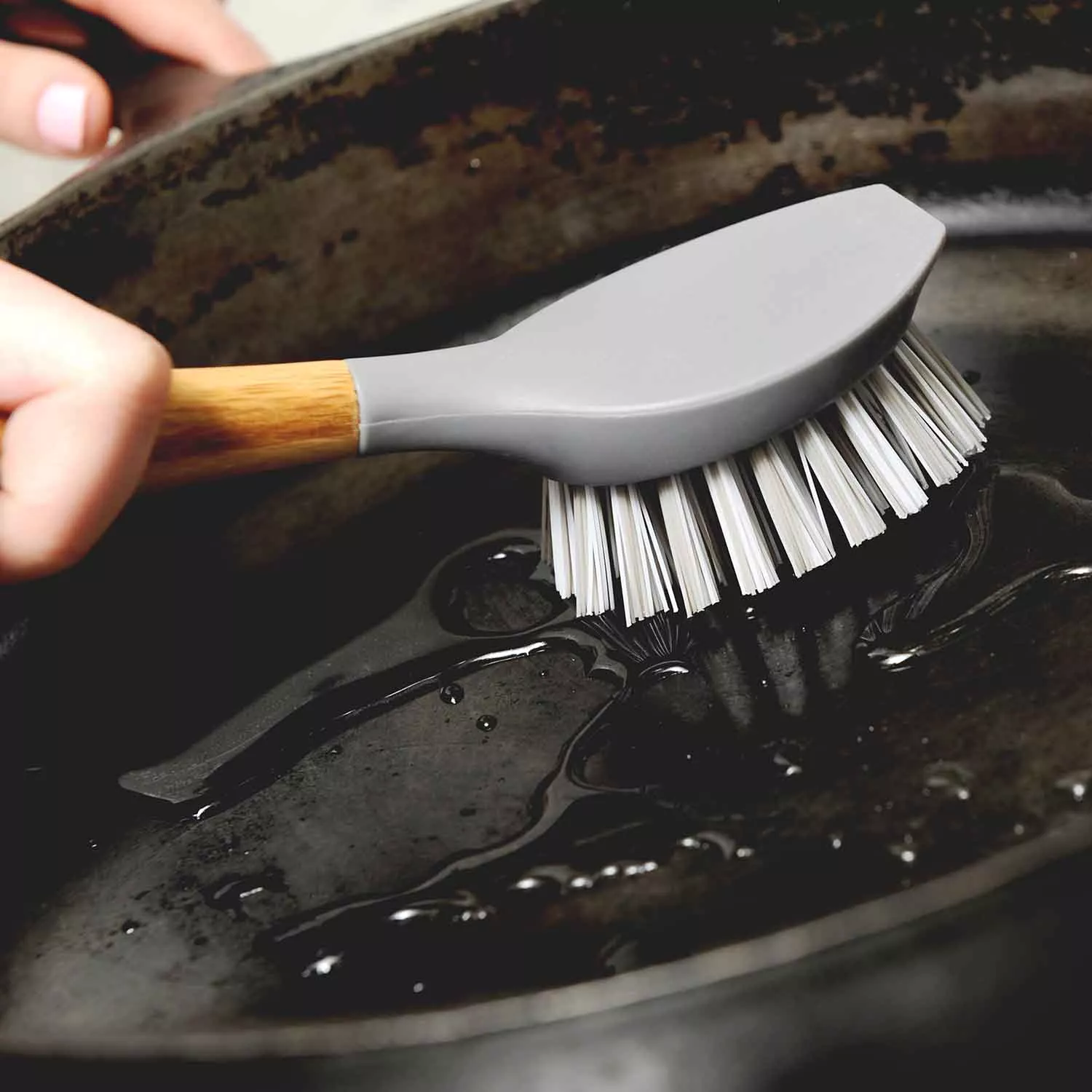 OXO Cast Iron Pan Brush with Scraper