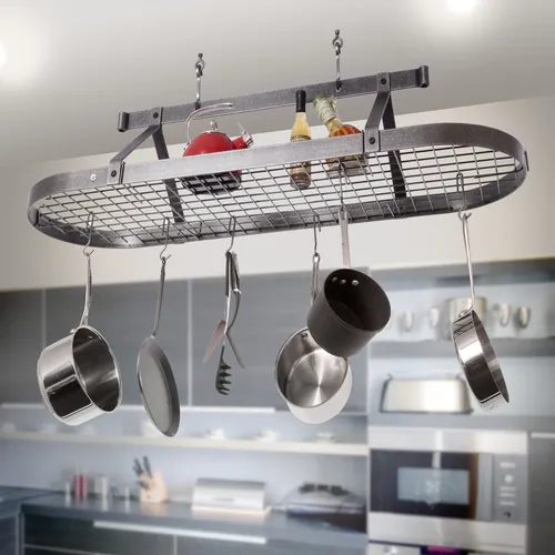 Enclume French Hammered Steel Oval Ceiling Pot Racks
