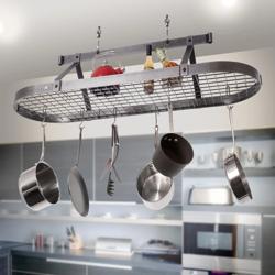 Enclume French Hammered Steel Oval Ceiling Pot Racks