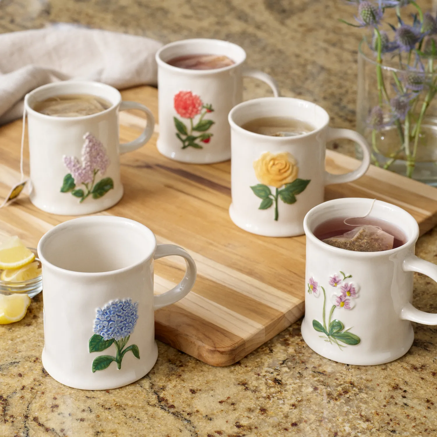 Sur La Table Embossed Floral Mug