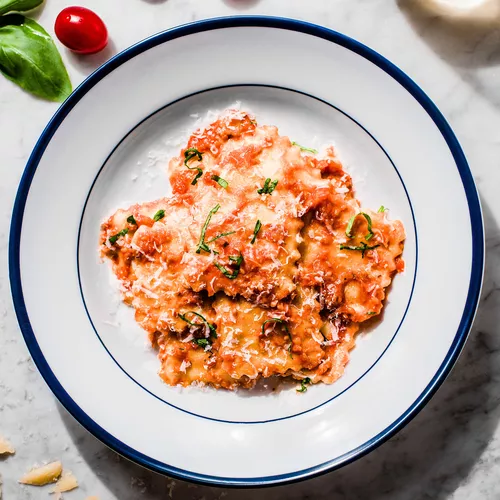 Basil Ricotta Ravioli with a Roasted Tomato Sauce
