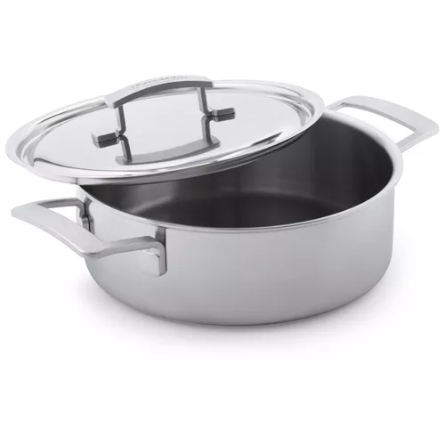 Demeyere Industry5 Stainless Steel Deep Sauté Pan With Double Handle & Lid, 4 Qt.