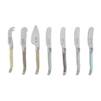 French Home Laguiole Mother of Pearl 7-Piece Cheese Knife Set