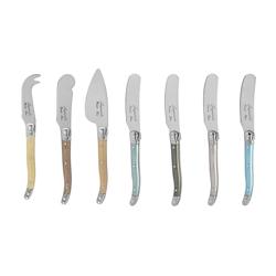 French Home Laguiole Mother of Pearl 7-Piece Cheese Knife Set
