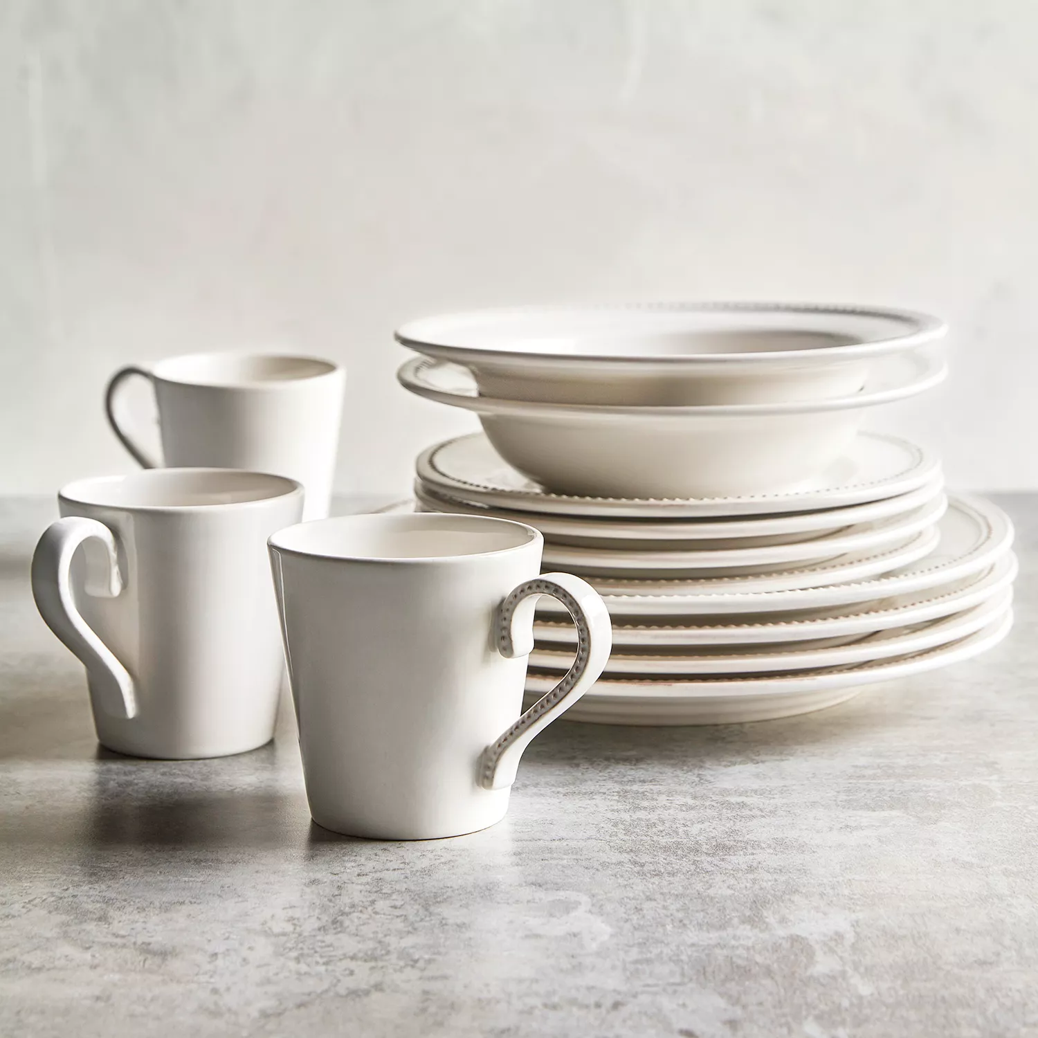 Sur La Table Pearl Stoneware 16-Piece Dinnerware Set