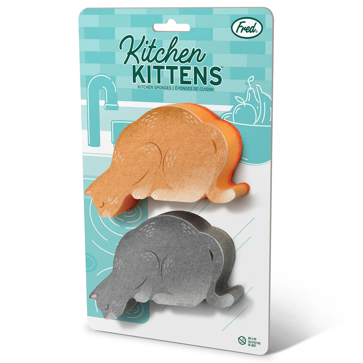 Fred Kitchen Kittens Sponges, Set of 2