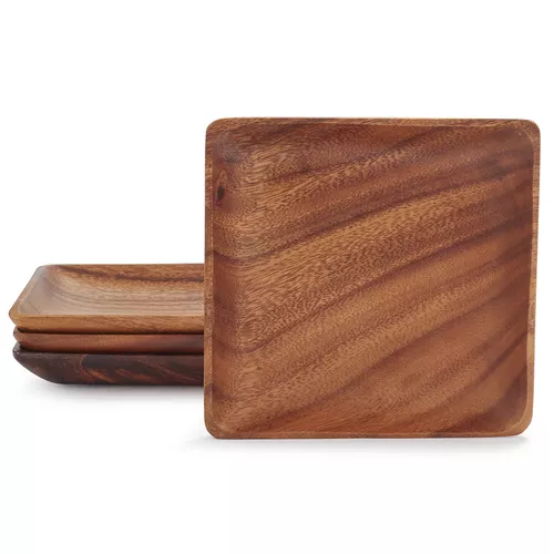 Sur La Table Acacia Wood Plates, Set of 4