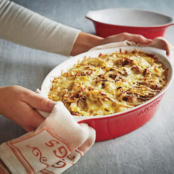 Ribbonized Potato-Leek Gratin