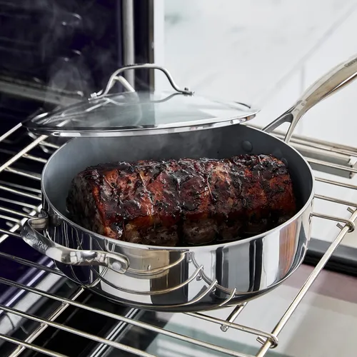 GreenPan Stainless Steel Valencia Pro Ceramic Nonstick Sauté Pan w/ Lid, 5 qt.