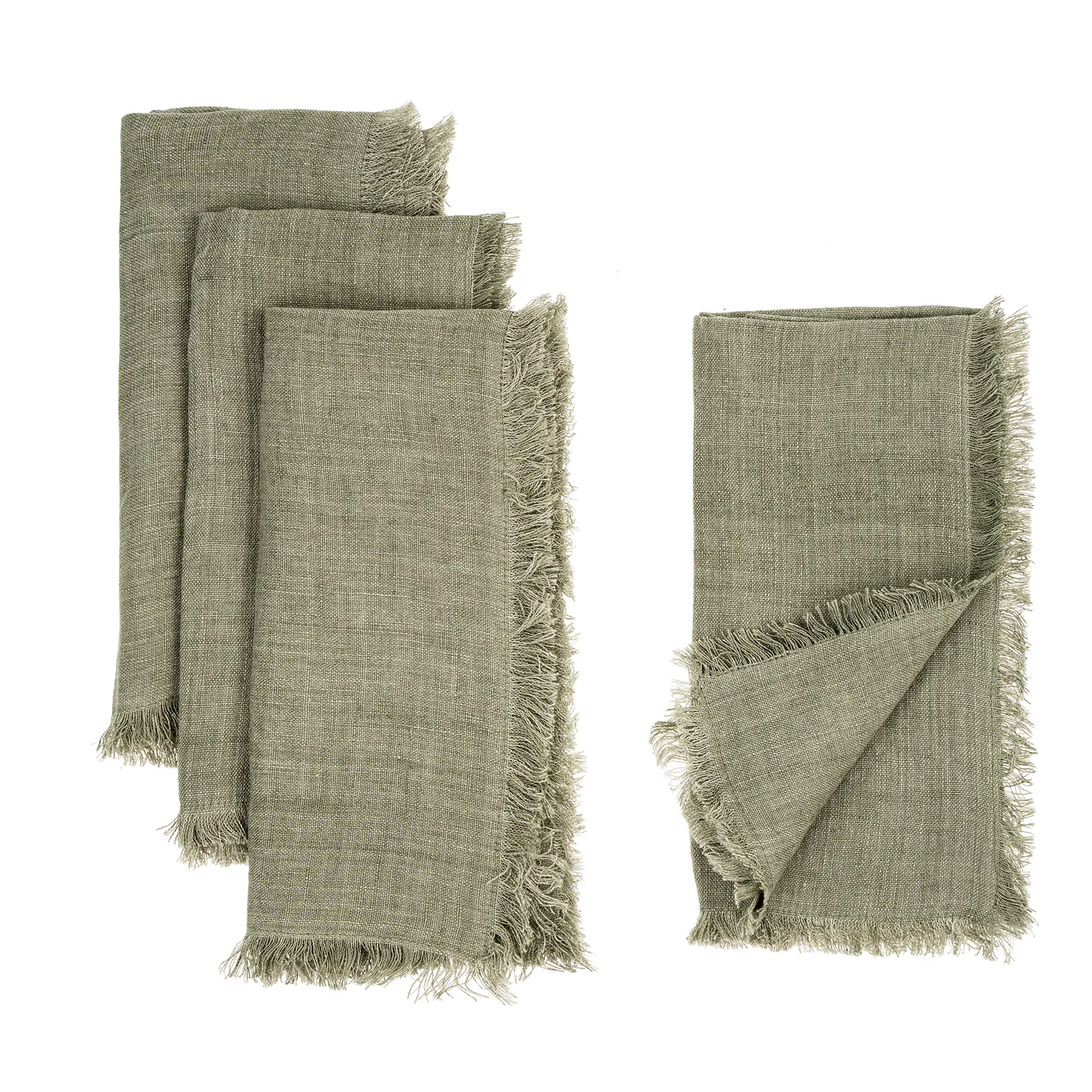 Indaba Fringe Linen Napkins, Set of 4