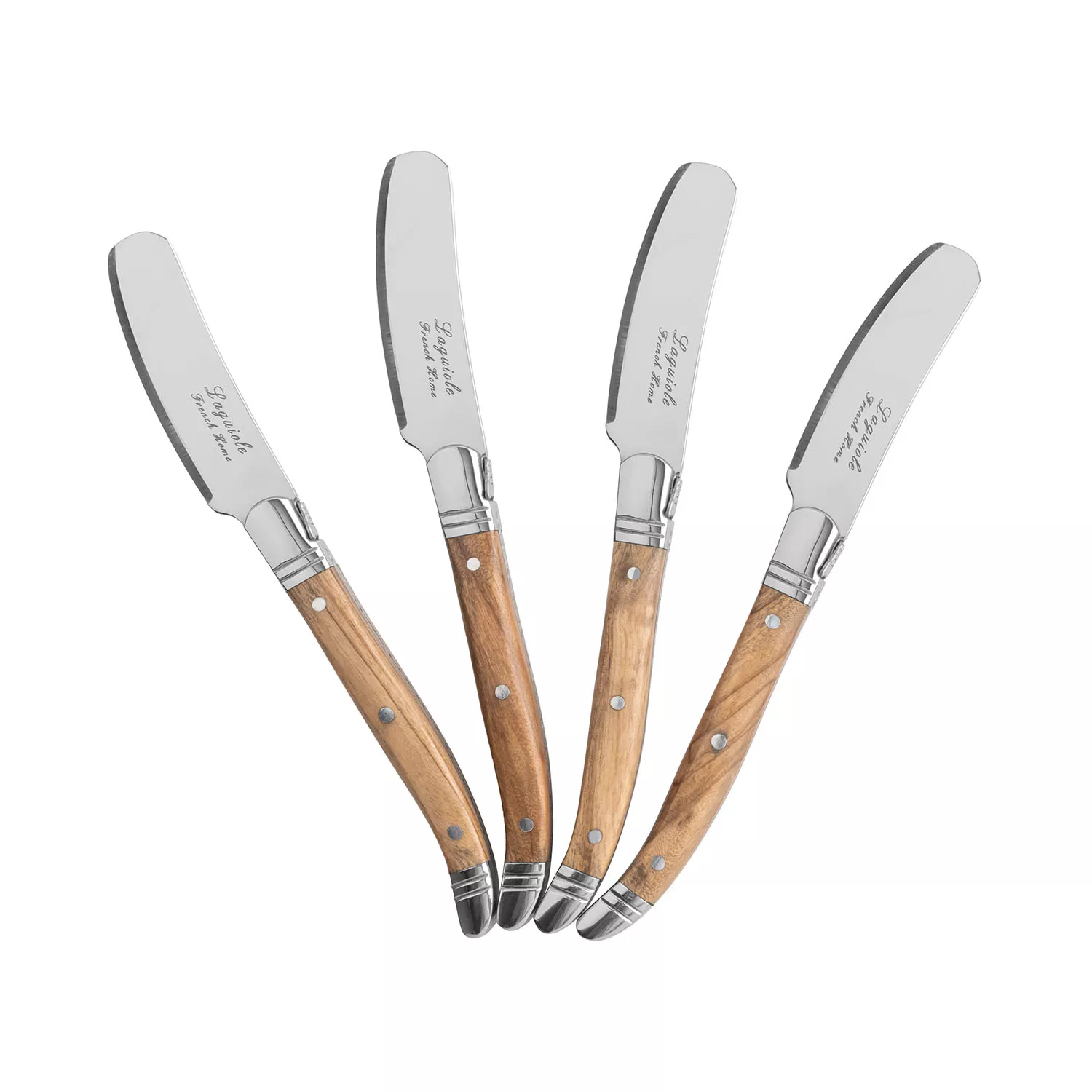 4-Piece Connoisseur Laguiole Professional Chef Knife Set with Olive Wood  Handles