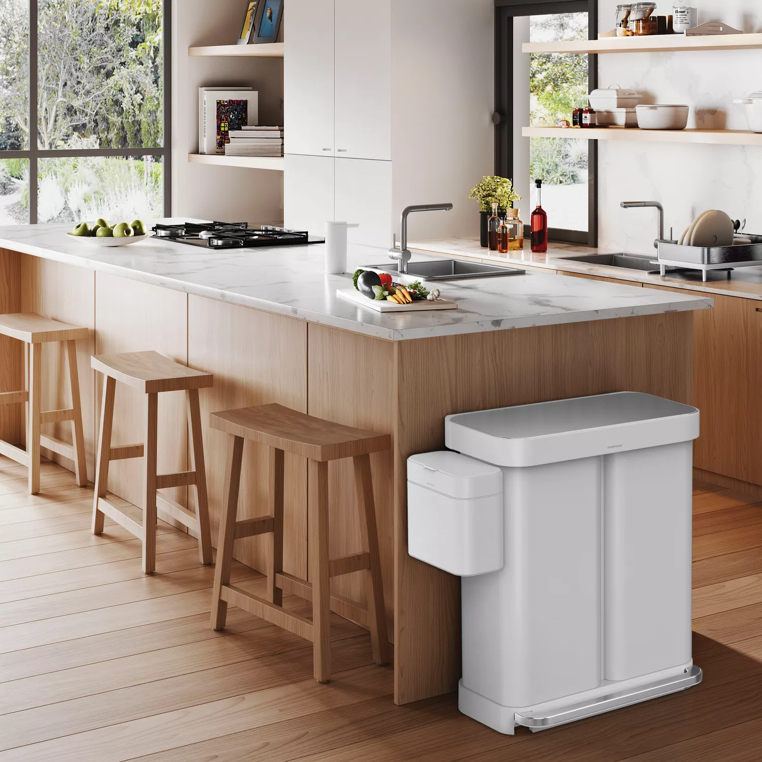 Simplehuman Dual Compartment Rectangular Step Can, 58 L