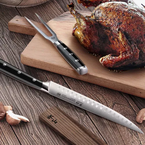 Cangshan TS Series Swedish Sandvik Steel Forged Carving Knife & Carving Fork Set, 9" & 6"