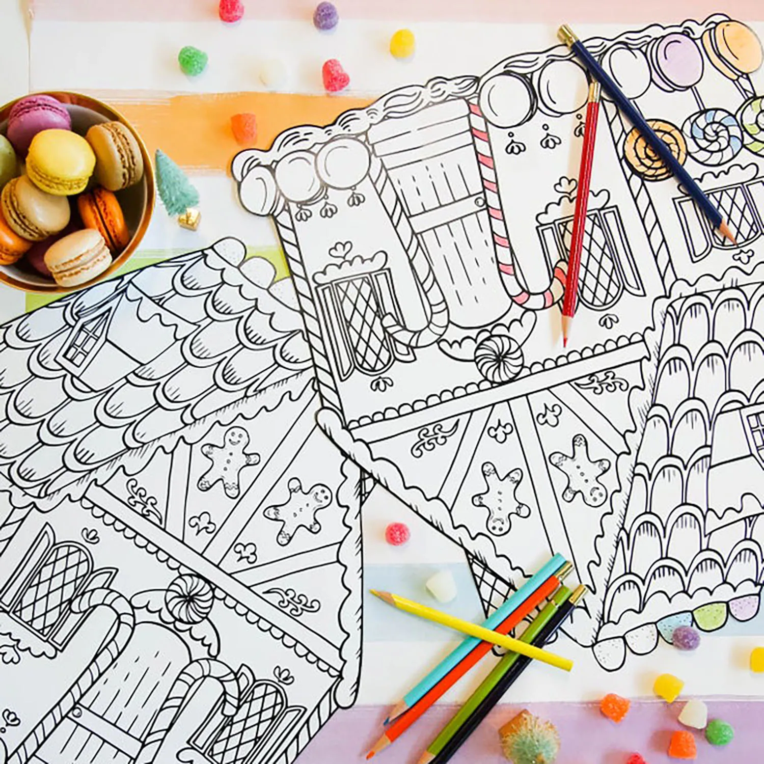 Hester & Cook Gingerbread House Color-In Placemats, Set of 12