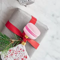 Sur La Table Raspberry Macaron Glass Ornament