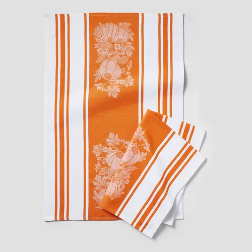 Sur La Table Pumpkin Woven Towels, Set of 2