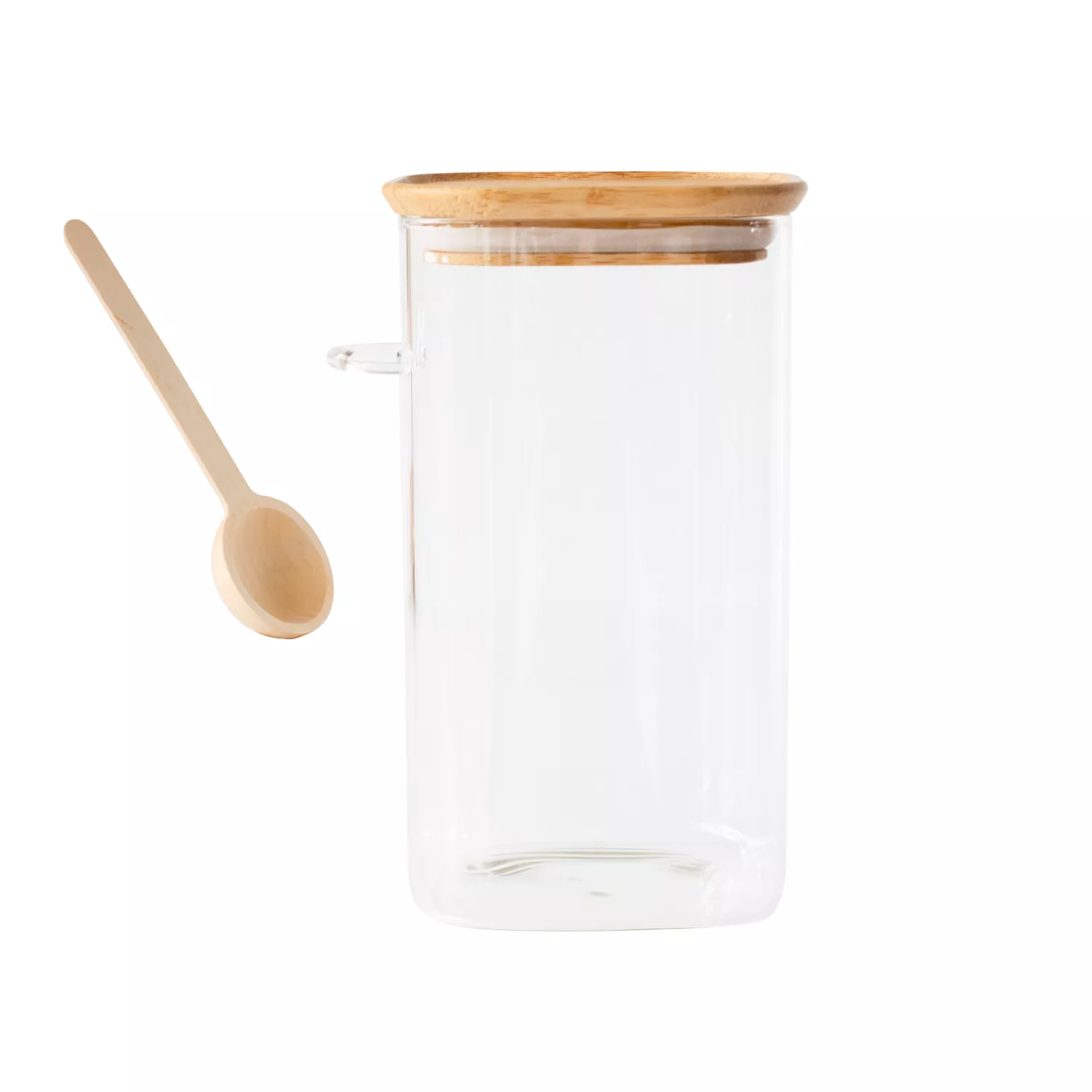 Pebbly Glass & Bamboo Jars with Scoop