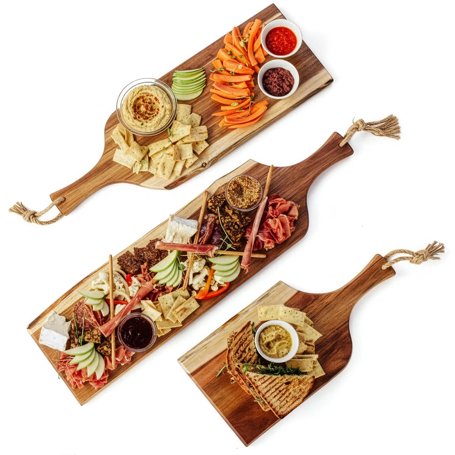 Picnic Time Artisan Acacia Serving Planks, Set of 3 
