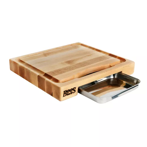 John Boos & Co. Edge-Grain Rectangular Maple Cutting Board with Insert