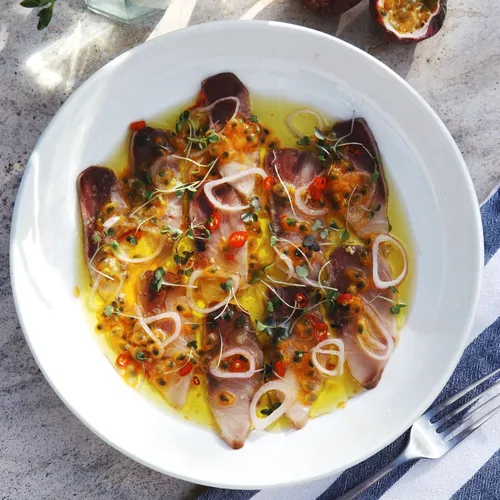 Hamachi Crudo with Passionfruit