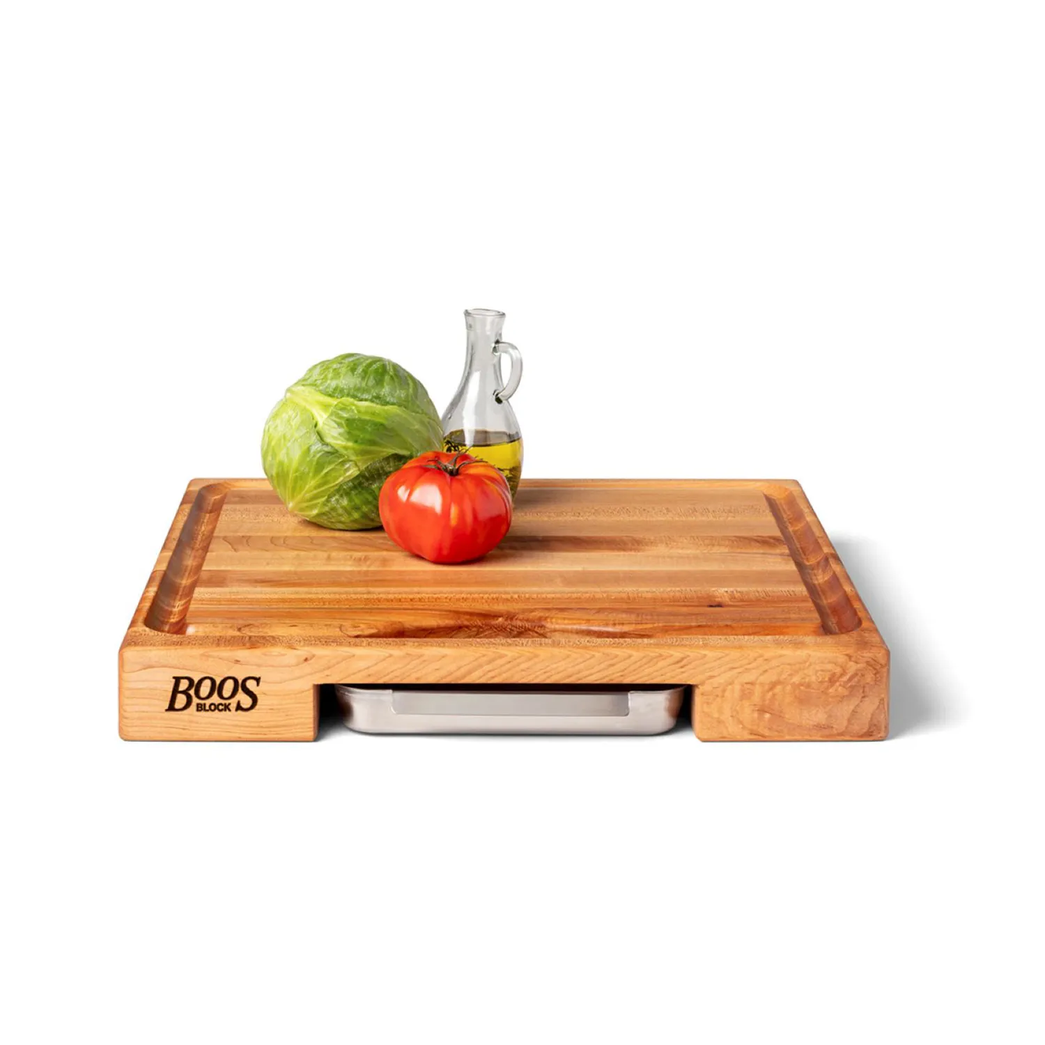 John Boos Maple Edge-Grain Cutting Board w/ Juice Groove & Handles, 2.25" Thick