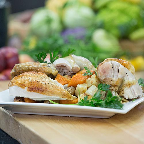 Perfect Roasted Chicken with Root Vegetables in the Pressure Oven