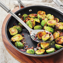 Pan-Roasted Brussels Sprouts With Bacon And Walnuts