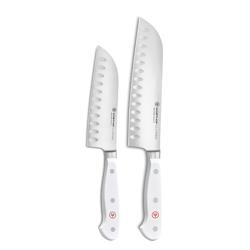 Wüsthof Classic White 2-Piece Santoku Knife Set