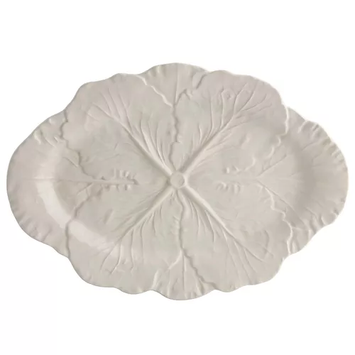 Bordallo Pinheiro Cabbage Beige Oval Platter, 15"