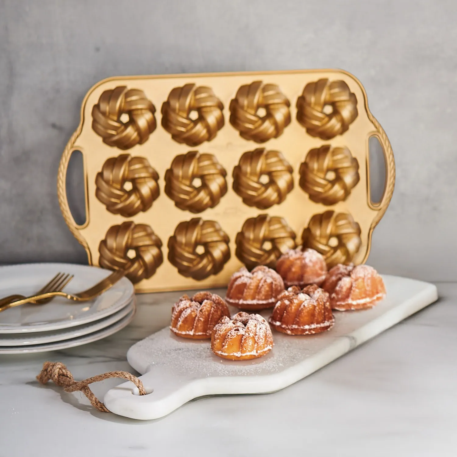 Merry Mini Cakes + Nordic Ware Braided Cakelet Pan