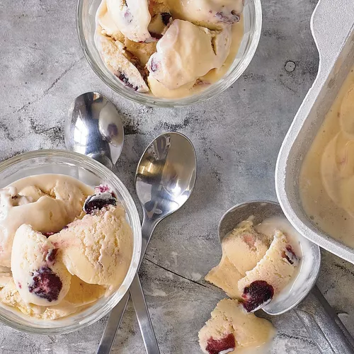 Smoked Bourbon Cherry Ice Cream