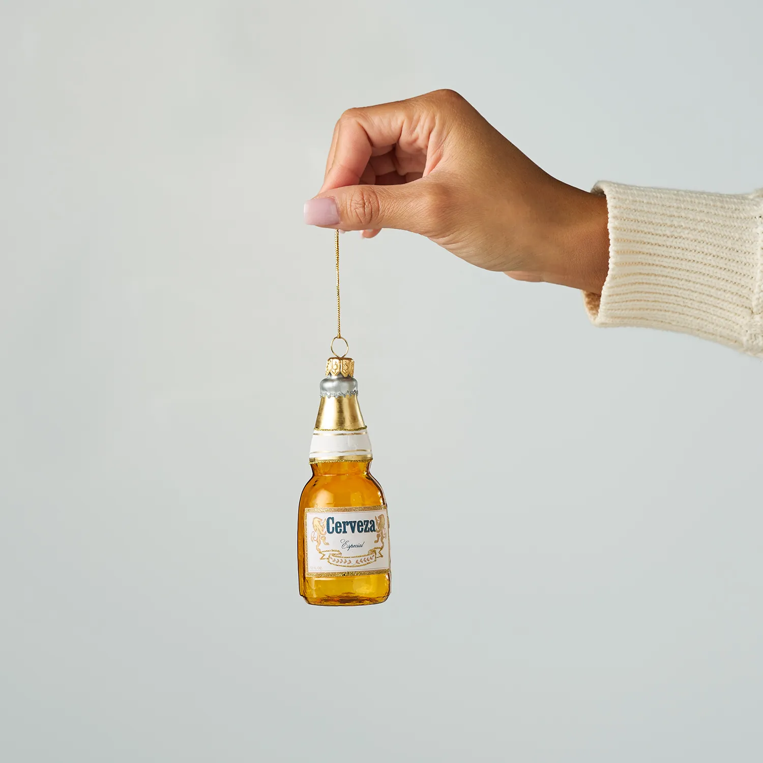 Sur La Table Beer Bottle Glass Ornament, 4.7"