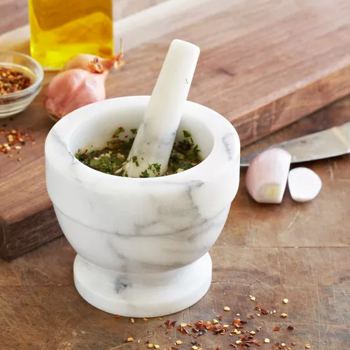 Sur La Table White Marble Mortars & Pestle, 5&#34;