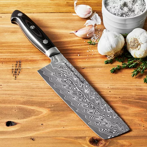 Zwilling J.A. Henckels Bob Kramer Stainless Damascus Nakiri Knife, 7&#34;