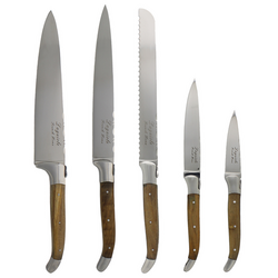 French Home 5-Piece Laguiole Connoisseur Olivewood Kitchen Knife Set with Magnetic Display