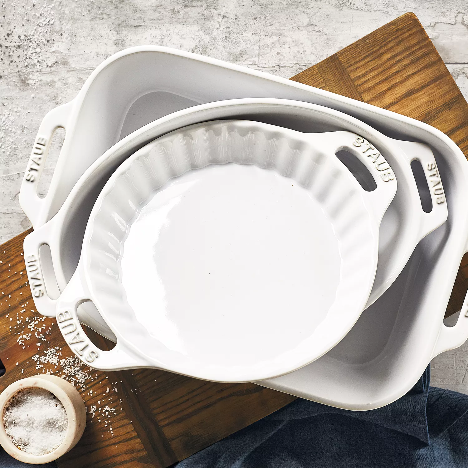 Staub Ceramics 3-pc Rectangular Baking Dish Set - Rustic Turquoise