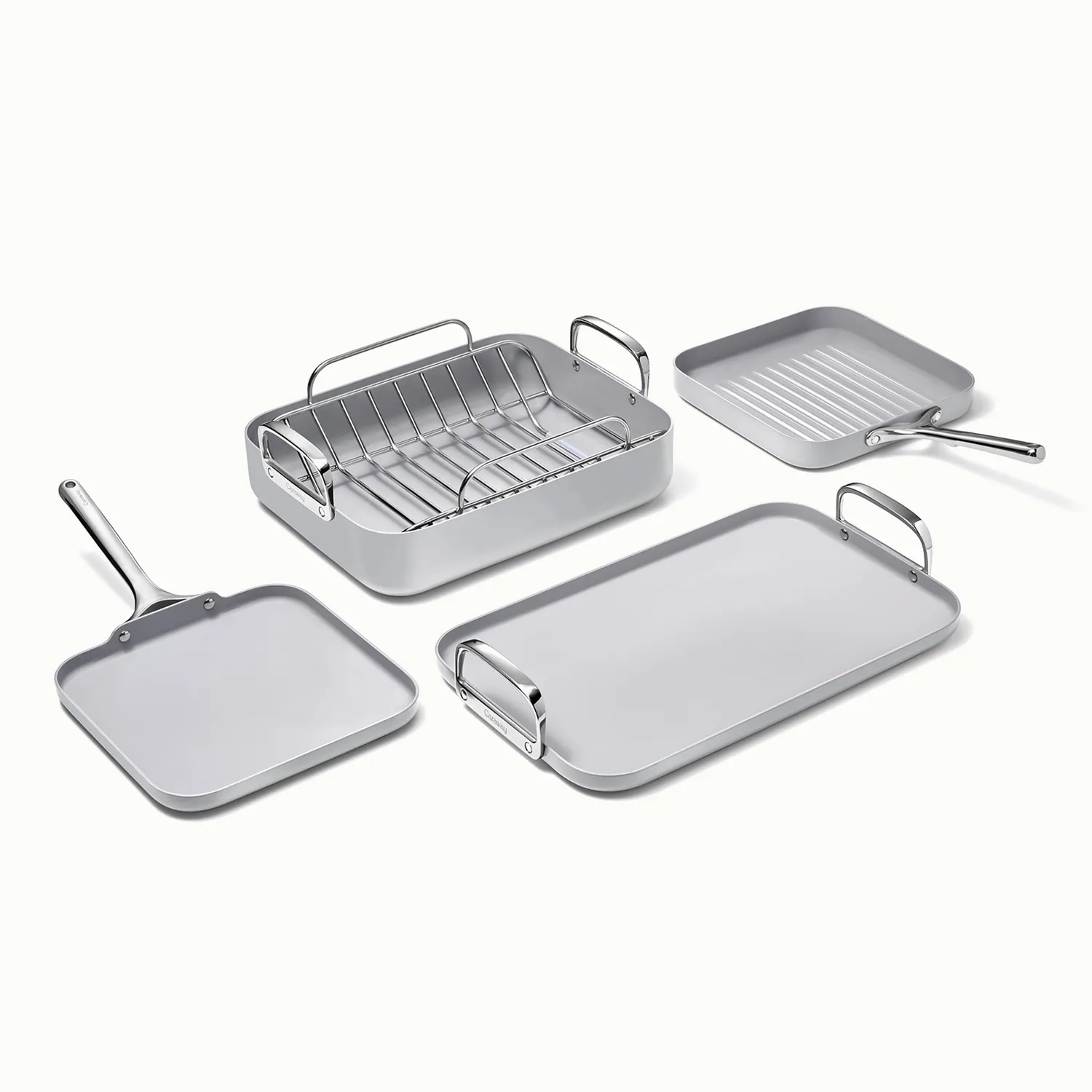 Caraway Ceramic Nonstick Squareware 5-Piece Cookware Set with Bonus Storage