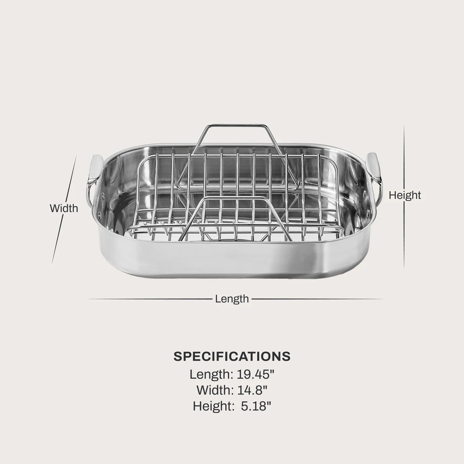 All-Clad Specialty Cookware Stainless Steel Roaster With Rack, 14"x18"