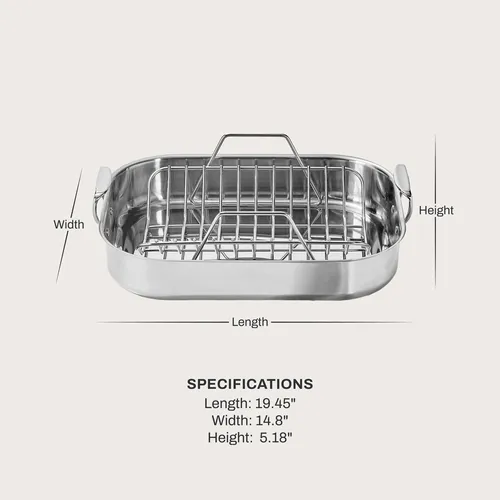 All-Clad Specialty Cookware Stainless Steel Roaster With Rack, 14"x18"