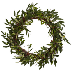  Nearly Natural Faux Olive Wreath, 20"