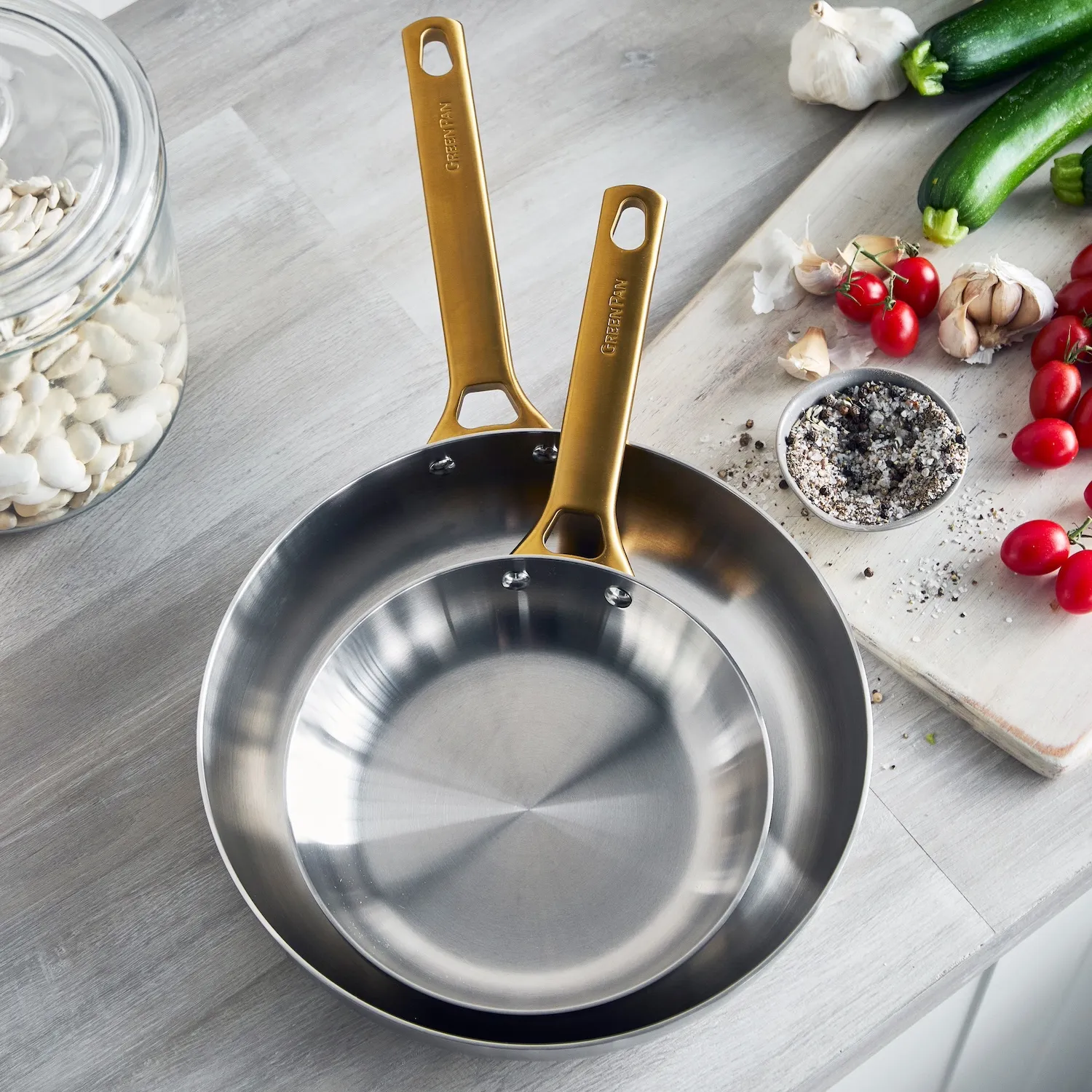 GreenPan Reserve Stainless Steel Set of 2 Skillets, 10" & 12"