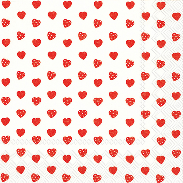 Red Hearts Paper Napkins, Set of 20