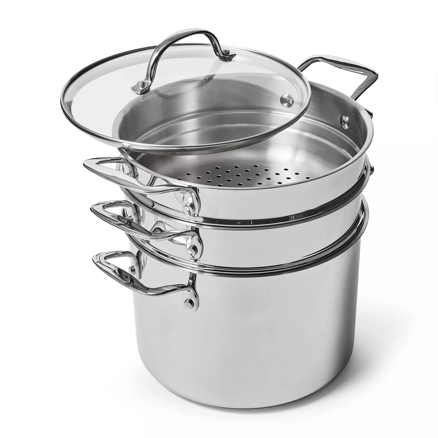 HENCKELS Pasta Pot with Lid and Strainers, 8.5-qt, Stainless Steel