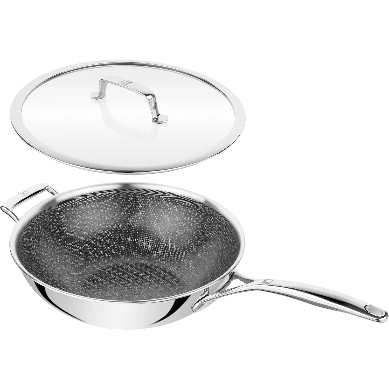 Zwilling Peak Stainless Steel Ceramic Nonstick Hybrid Wok with Lid, 12"