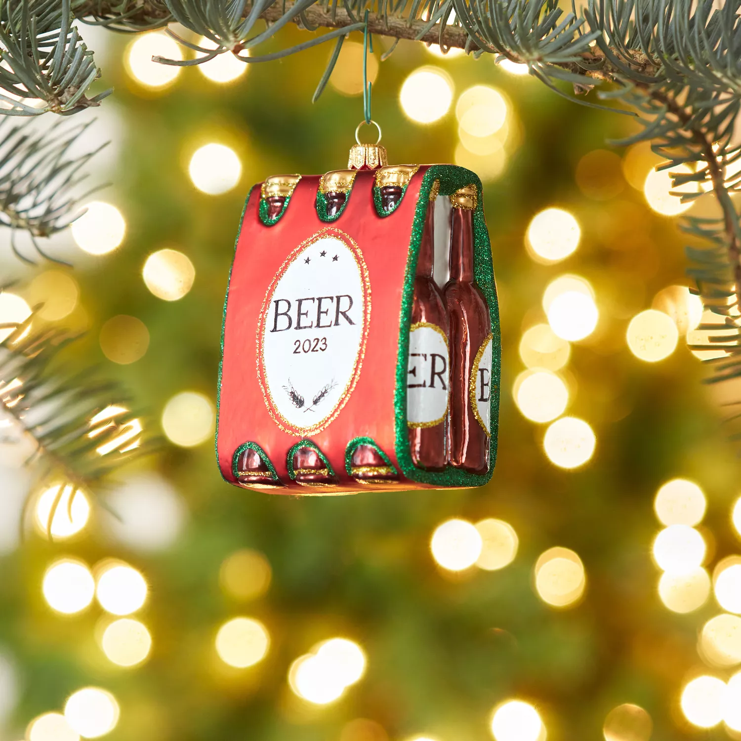 Sur La Table Beer Six-Pack Glass Ornament