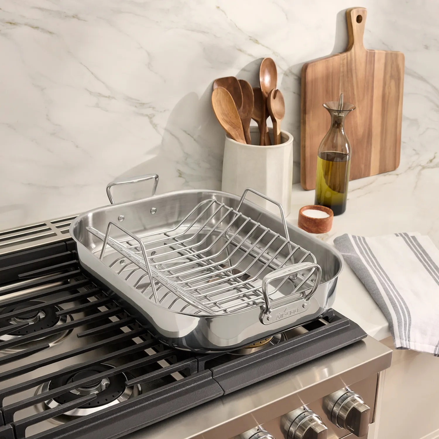 All-Clad Specialty Cookware Stainless Steel Roaster With Rack, 14"x18"