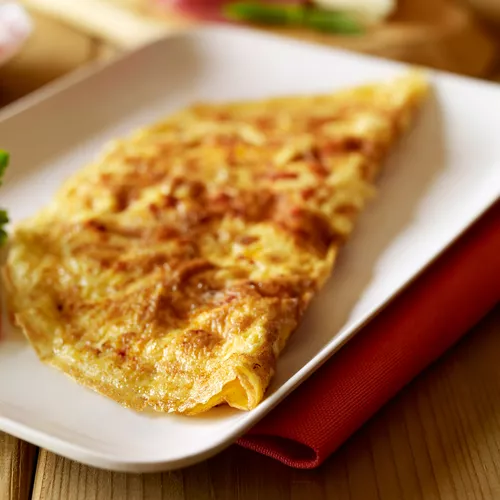 Potato, Caramelized Onion, and Salmon Omelet